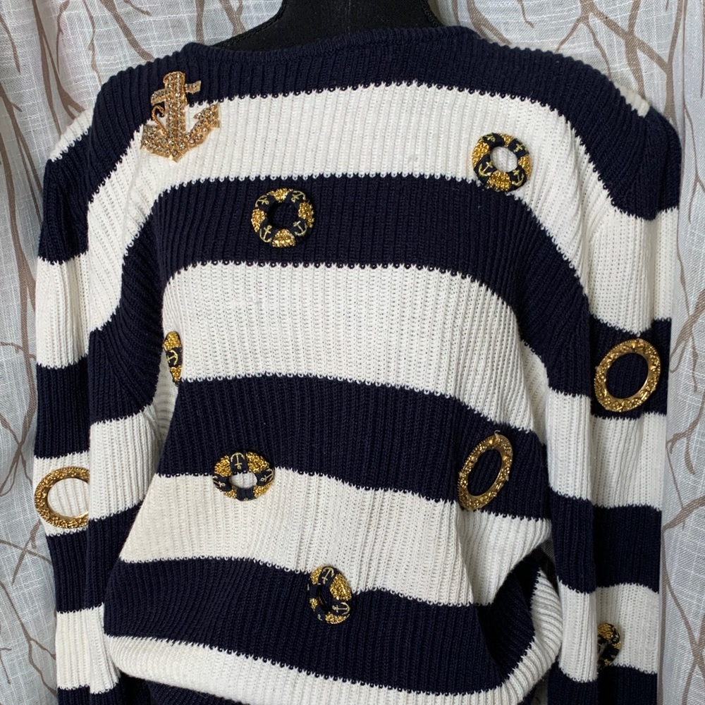 Nautical Striped Sweater in Navy and White - Picture 4 of 6